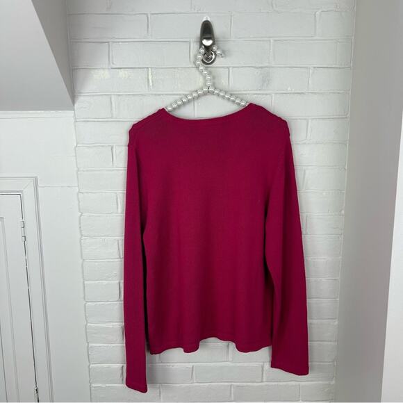 NWT Charter Club 100% Pima Cotton Fuchsia Pink Knit Sweater Size LP - Picture 6 of 6